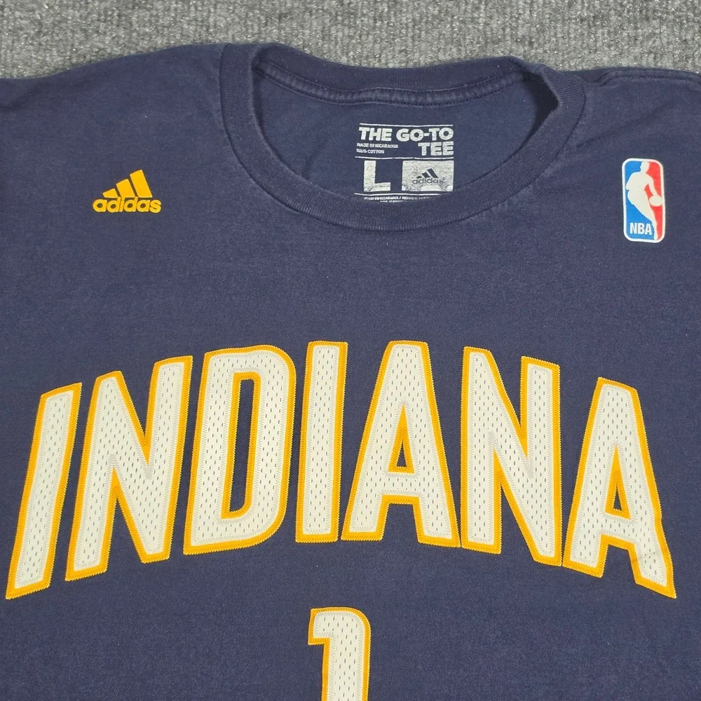 Adidas Indiana Pacers Lance Stephenson 1 NBA Go-To Tee Navy Blue Mens Large